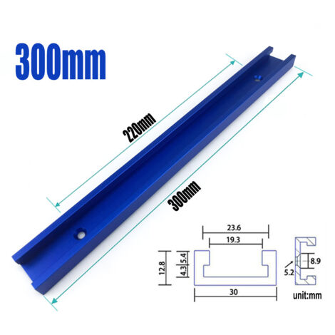 Glissière à rainure en T, type 30, glissière à rainure en T, bloc coulissant à rainure en T, modification spéciale pour barres de glissement et écrous en menuiserie, 300 mm/bloc coulissant, bleu, T30,
