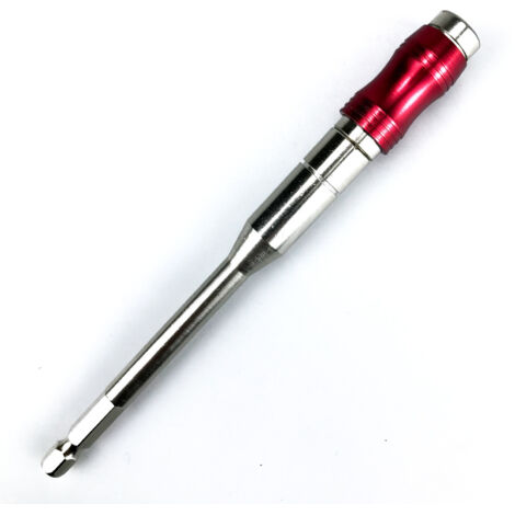 Rallonge multi-angles pour tournevis, version étendue, tournevis électrique magnétique puissant, poignée hexagonale, rallonge autobloquante à dégagement rapide, rouge et argent (longue). (1/5)