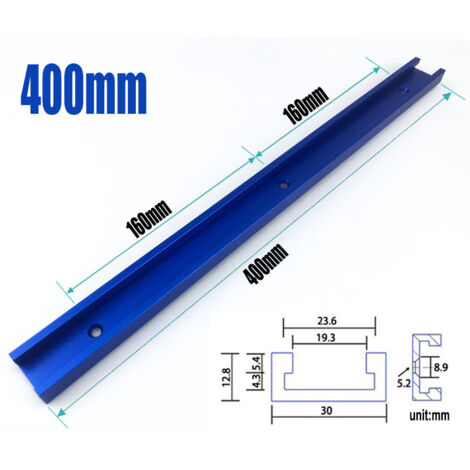 Coulisseur à rainure en T, rainure en T type 30, coulisseau à rainure en T, bloc coulissant à rainure en T, écrou coulissant spécial pour le travail du bois, 400 mm/rainure, bleu, T30, bloc coulissant