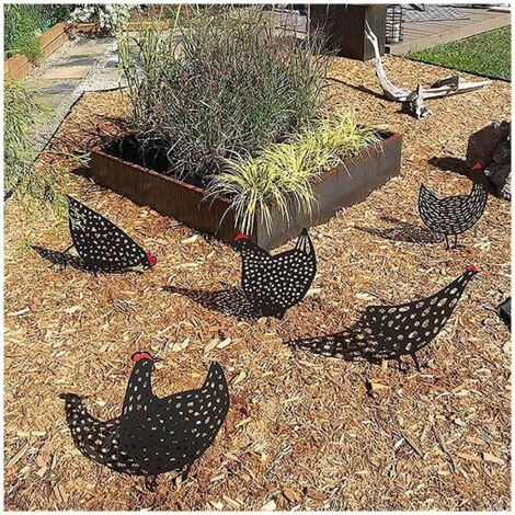 PRISE DE TERRE Poule Poussin Acrylique Décor Jardin Poulet Piquet