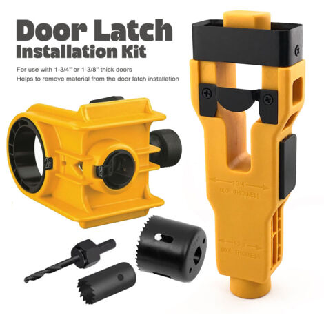 Nouveau Kit Menuisier 2-en-1 : Perçage pour Serrures à Bouton + Mortaisage Loquet – Pour Portes en Bois Uniquement (Jaune, ABS + Acier, 185x140x150) (1/5)