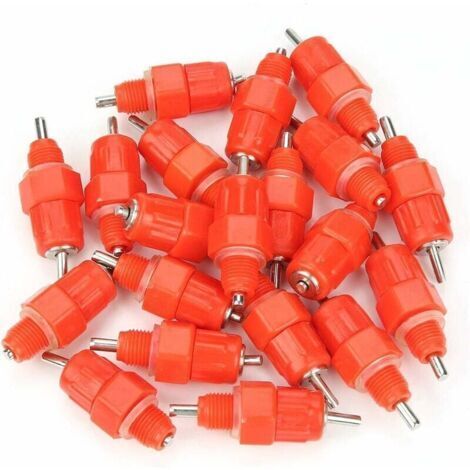 Tétine abreuvoir automatique pour poules –Lot de 20 pièces –Plastique et acier inoxydable –Fixation par vissage conique R1/8 - 20pcs (1/5)