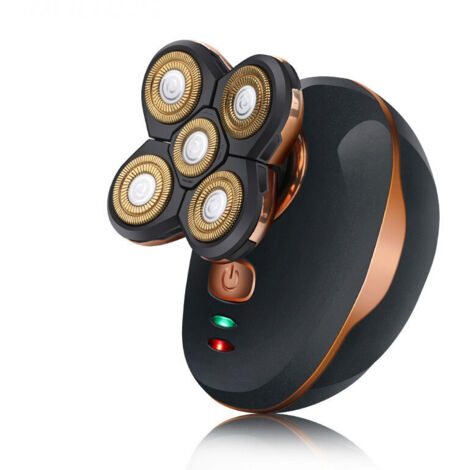 Rasoir électrique 5 têtes rasoir tête chauve cheveux barbe décapant tondeuse Rasoir électrique tête rasée machine à cinq têtes rechargeable étanche auto-assistant tête chauve rasoir noir