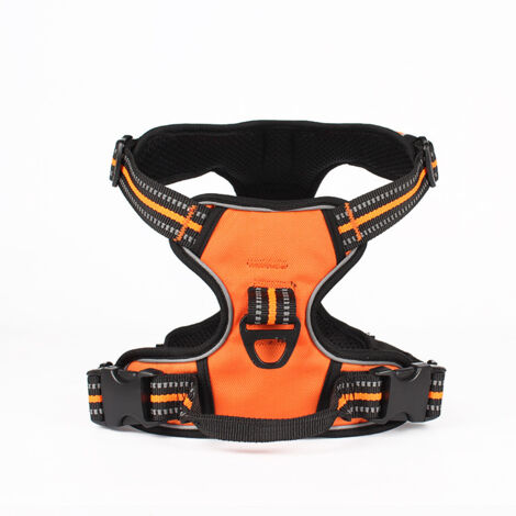 Gilet de harnais pour chien durable avec harnais de sécurité rembourré réglable pour petits chiens (orange) (1/5)