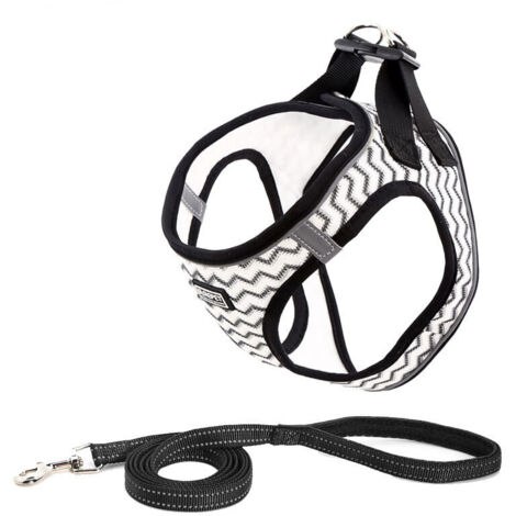 Sangle de harnais pour chien réfléchissante respirante gilet rembourré confortable en maille douce pour petits chiens marche course entraînement (1/4)
