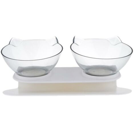 Gamelle pour chat, bol d'alimentation chat / plate-forme inclinée à 15° bols pour chat / anti-éclaboussures, démontable / double bol d'alimentation pour chat chiot nourriture et eau (1/5)