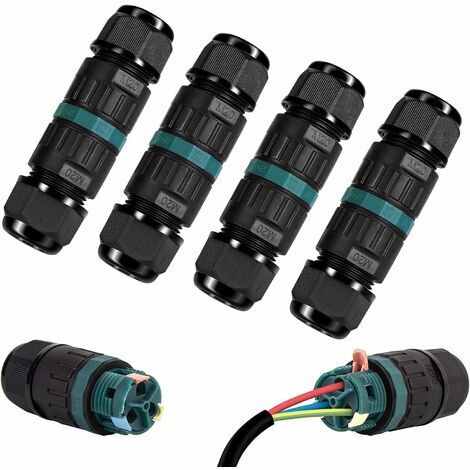 Boîte dérivée étanche ip68 - set de 4 connecteurs électriques externes 2 voies, boîte de jonction externe Domino Waterproof, convient pour connecteur de câble de terre Ø9 - 12mm (1/5)