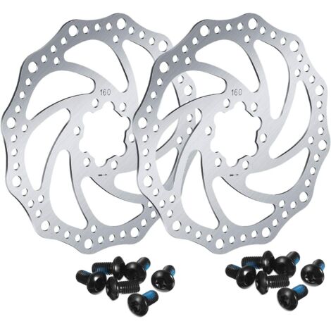 2 Pièces 160 mm Rotor de Frein à Disque de Vélo avec 12 Boulons Vis de Rotors de Vélo en Acier Inoxydable pour Vélo de Route, Vélo de Montagne, MTB, BMX Accessoires de Vélo (Point de Carte) (1/5)