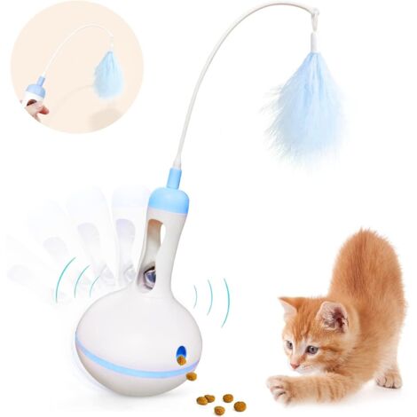 Balle Interactive Tumbler Chat avec Boule et Plumes,Jouet pour Chat Taquin,Jouet en Plumes avec Cloche pour Chat,Jouet pour Chats Interactif,Jouets Interactif Rotatif 4 en 1 pour Chats (bleu) (1/5)
