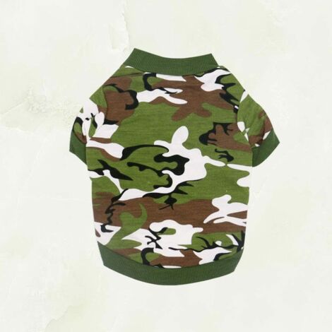 Vêtements pour chiens de compagnie chemise d'été pour chien peut être brassé chiot vert vêtements pour animaux de compagnie motif de camouflage vêtements maison en plein air fournitures pour animaux d (1/3)