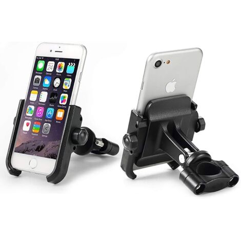 Support de téléphone portable pour moto vélo vélo monté sur guidon en aluminium réglable à 360° pour moto portable universel navigateur GPS (guidon noir) 1 pièce (1/4)