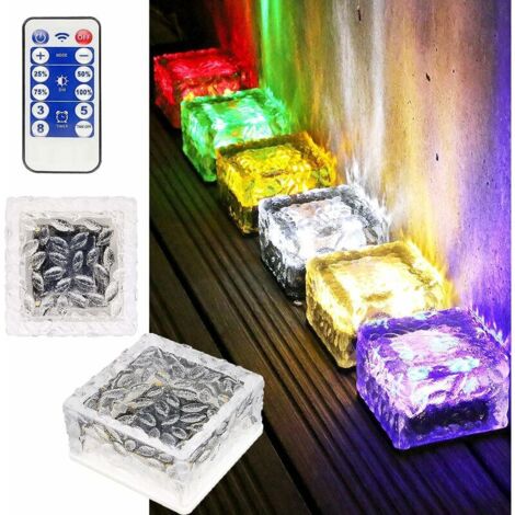 1 Pièce Lampe 4 LED Lumière Colorée Lumière Extérieure Solaire avec Télécommande, éclairage Pour Chemins Solaire Lumière de Brique pour Extérieure d'étang au Sol de Voie de Cour de Jardin