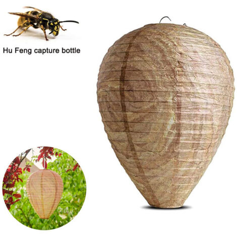 4pcs nid de guêpe leurre suspendu faux piège papier non toxique leurre efficace dissuasif frelons d'abeilles faux nid pour la maison et le jardin à l'extérieur (1/5)