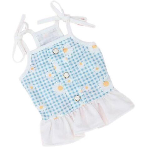 Sans manches princesse jupe jupe courte animal de compagnie été mignon mariage bleu M, chiot robe été bleu clair (1/4)