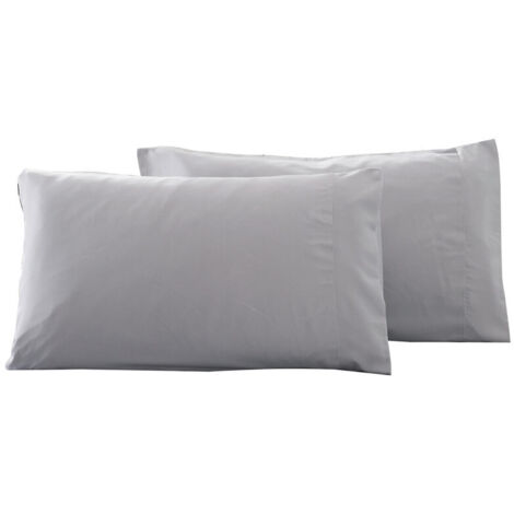 Home Textile Couleur Unie Moderne Simple Brossé Taie d'oreiller Simple Literie Lot de 2, Doux, Respirant, 50x76cmx2 Gris (1/4)