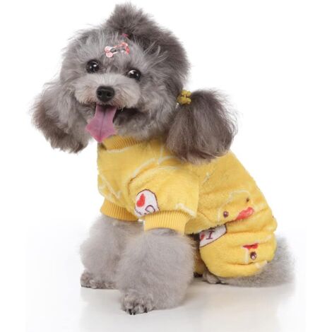 Motif de canard mignon corail polaire vêtements pour animaux de compagnie manteau à capuche pour chien sweat-shirt pyjama doux vêtements d'hiver (M) (1/4)