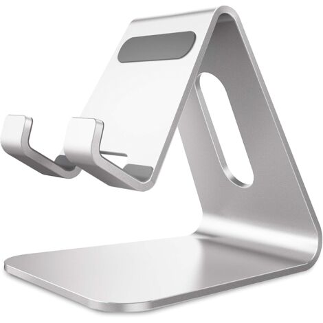 Support de tablette de téléphone en alliage d'aluminium Support de paresseux de bureau pour iPad Support de bureau en aluminium compatible avec les smartphones Argent 1 pièce (1/5)