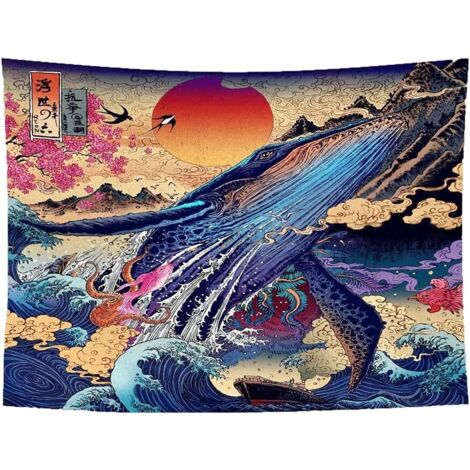 Tissu Fond Mur Tapisserie Tapisserie Murale Avec Art Mural Vague d'Océan Art Tenture Murale Décorations 150200 cm (1/5)