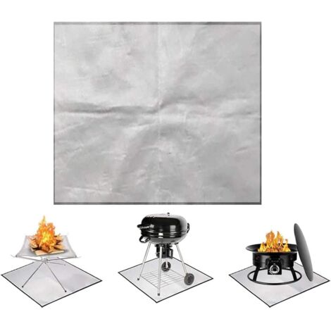 Tapis pour foyer pour poêle à bois 100 x 100 cm, coussin d'isolation thermique pour barbecue pique-nique, couverture anti-feu en fibre de verre avec revêtement en silicone résistant aux hautes tempéra (1/5)