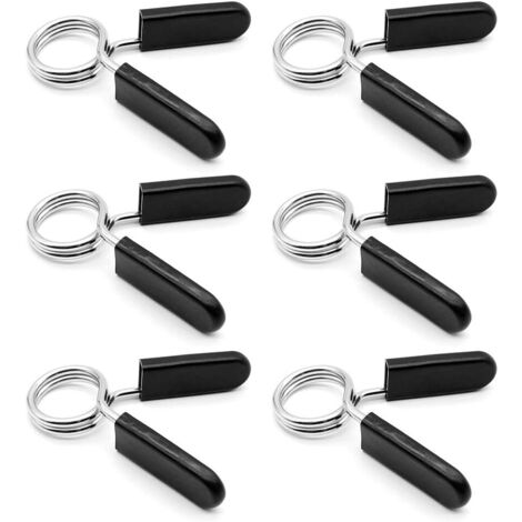 6 Pièces Pinces à Ressorts pour Poids Haltères, 25mm/1 Pouce Colliers à Ressort de Haltères, Barre d'haltères Verrouillage Pince à Ressort, pour Haltères Haltérophilie Entraînement (1/5)