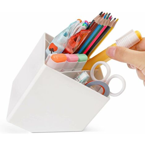 Porte - stylo, tasse à crayon en plastique à angle unique pour Bureau 5 positions porte - pinceau de maquillage grande capacité papeterie organisateur mode boîte de rangement Étudiant Bureau minimalis (1/5)