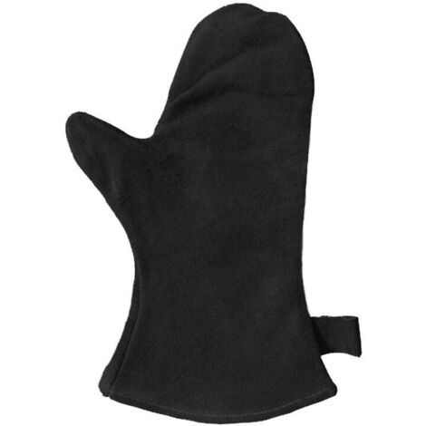 Gants de cheminée isolés, gants de four en cuir, gants de protection incendie, gants de barbecue, gants en cuir résistant à la chaleur, noir (1/5)