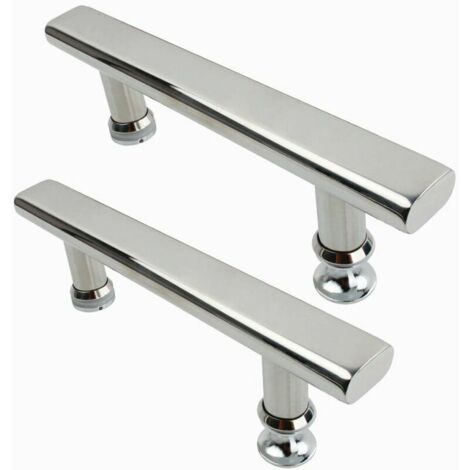 2x acier inoxydable chromé poignée de porte de douche 145mm poignée de porte de cuisine de salle de bains, tiroir de salle de douche tiroir de porte en verre de salle de douche - transparent (1/5)
