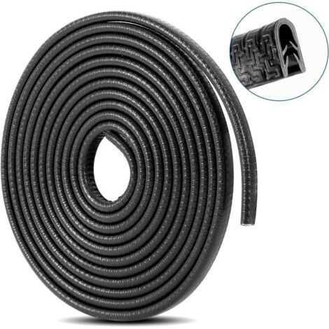Bande de protection de porte en caoutchouc anti-collision de bord de porte de voiture en forme de U 7 10cm5m (noir) (1/5)