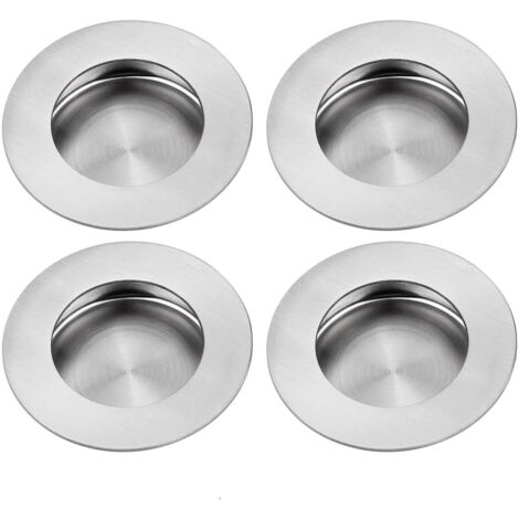 Poignées de tiroir encastrées rondes en acier inoxydable (4 pièces argent) (1/4)