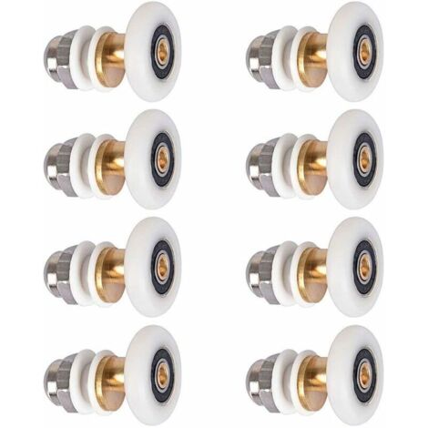 Roulette Porte Douche, Roulettes de Porte Coulissante Cabine de Douche Porte Poulies Roue de Rechange pour Rouleau avec Diamètre de Roues 27mm, 8 Pièces (1/5)