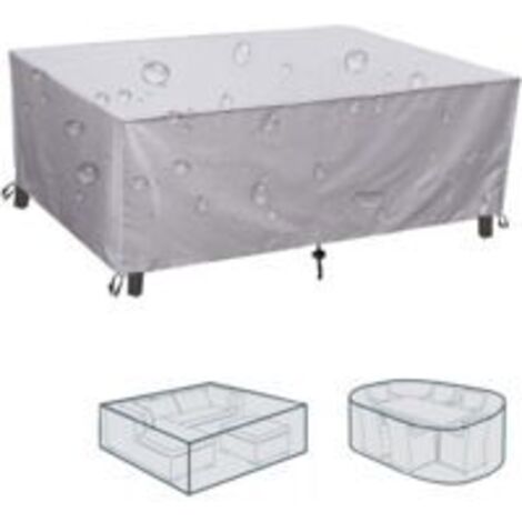 Ede Housse de protection pour mobilier de jardin 190 x 125 x 80 cm, carrée, imperméable, pour salon de jardin, protection pour meubles de balcon, résistante à l'hiver, housse de table Oxford 420D (1/5)