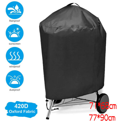 Ede Acier inoxydable 420D argenté (le produit réel ne comporte pas de poignée)7666110 Housse ronde extérieure pour barbecue, résistante à la pluie, à la poussière et au soleil. (1/5)