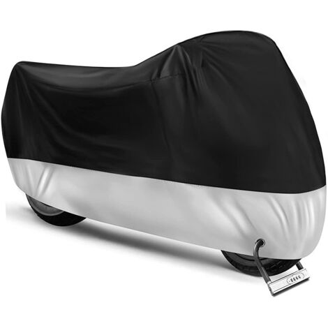 Ede Noir en haut, argenté en bas - réduction190TXXXXL (4XL) 295X110X140 Housse de moto/scooter électrique en polyester 190T avec trou pour cadenas antivol