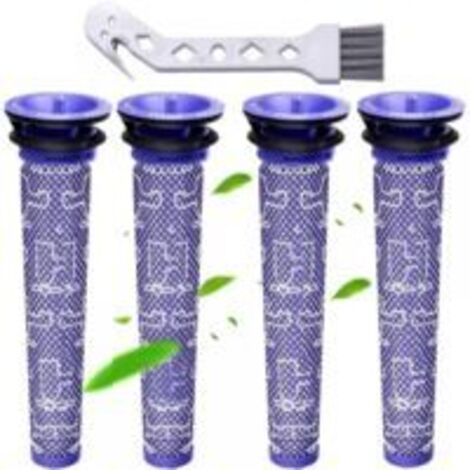 Ede Filtre, compatible avec Dyson DC58 DC59 DC61 DC62 DC74 V6 V7 V8, filtre de rechange, 4 pièces + brosse cygne offerte (V6) (1/2)