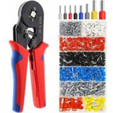 Ede Pince à sertir d'électricien Pince à Sertir Kit, Embout de Cablage Outil de Sertissage Cosse Electriques à Sertir 1200 Cosses 0,5-10mm² pour Bornes de Outil de Sertissage de Pince Électricien,Born
