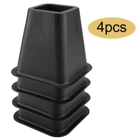 Ede Lot de 4 rehausseurs de meubles de lit très résistants, hauteur 5inch, rehausseurs de meubles réglables pour canapé, table, chaise ou bureau, supporte jusqu'à 500 kg (noir) (1/5)