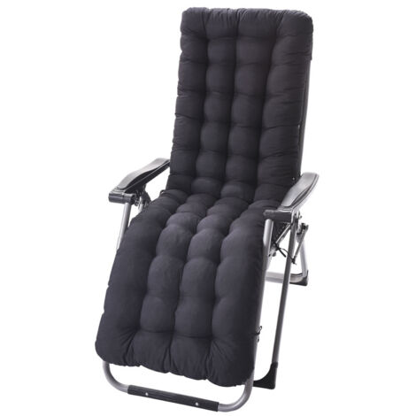 Ede Coussin Chaise Longue avec Anti-dérapant Coussin Transat Bain de Soleil Jardin Haut Epais pour Fauteuil Relax Chaise Longue-noirt-48X125X8cm