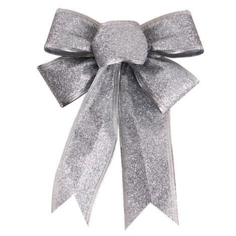 Ede Paquet de 5 Nœuds Décoratifs en Tissu à Paillettes de Noël - Argent (1/5)