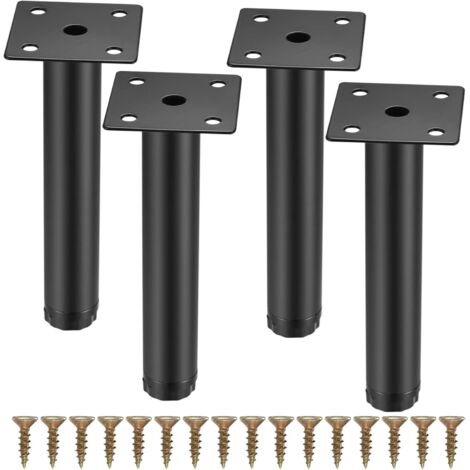 Ede 4 Pièces Pieds de Meuble, 15 cm/5.9 Pouces Pieds de Meubles Réglables, Pieds de Support en Fixation en Métal pour Meubles/Table/Chaise/Bureau/Cuisine/Armoire/Canapé (1/5)