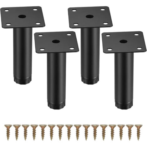 Ede 4 Pièces Pieds de Meuble, 10 cm/4 Pouces Pieds de Meubles Réglables, Pieds de Support en Fixation en Métal pour Meubles/Table/Chaise/Bureau/Cuisine/Armoire/Canapé (1/5)