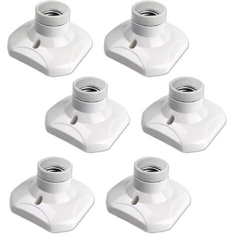 Douille Plafond E27 à Visser, Douille E27 Garage, AC 220-240V, Support Douille pour Ampoule LED, Base Plafonnier Culot E27, Base de Lampe Plastique Blanche pour Lampe au Mur, lot de 6 (1/4)