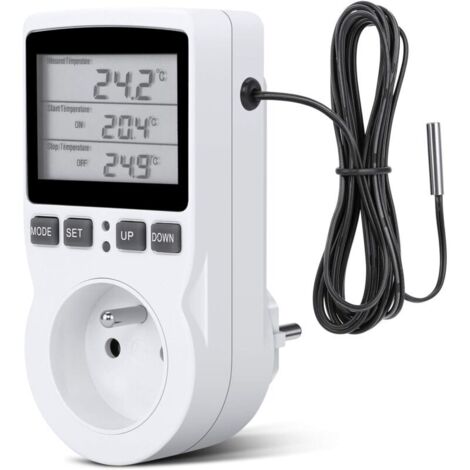 Regulateur Température Numérique,Prise Thermostat Chauffage Refroidissement Regulateur De Temperature LCD,200v-250v pour Régulateur Température Ferme (1/5)