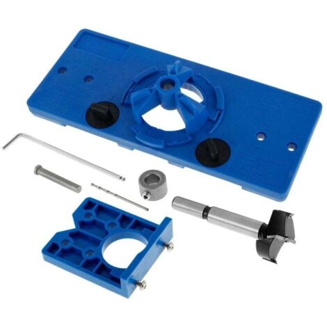 Gabarit de Perçage Charniere Invisible 35 mm et Dispositif de Charnière Perçage 35 mm avec Foret Forstner 35 mm Support Butée de Profondeur Clé Hexagonale pour Menuiserie (1/5)
