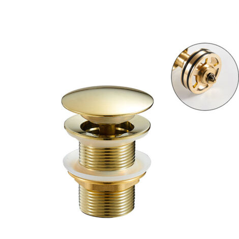 Desagüe de lavabo de baño, desagüe emergente para lavabo de sobremesa con tapón de cesta desmontable, colador de desagüe antiexplosiones y antiobstrucciones, conjunto de desagüe de lavabo sin rebosade (1/5)