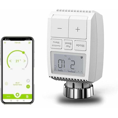 Tête Thermostatique Connectée et Intelligente,Intelligent Tête de Robinet Thermostatique Radiateur Connecté Programmable WiFi Extensible Alexa/Google Home, Smart Life/Tuya App Compatible (1/5)