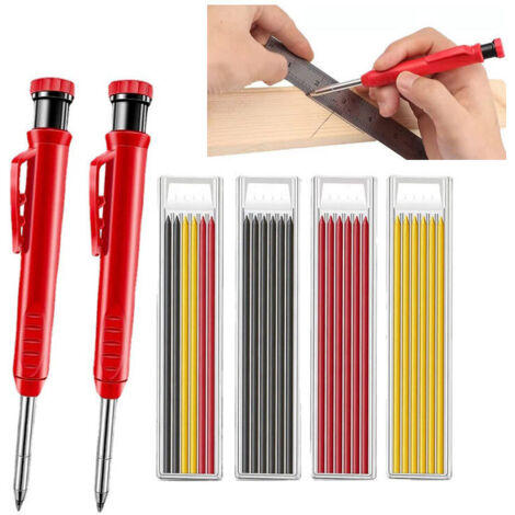 6 pieces,Set de Crayon de Menuisier pour Construction avec Crayon fils Gris、Jaune et rouge (1/5)
