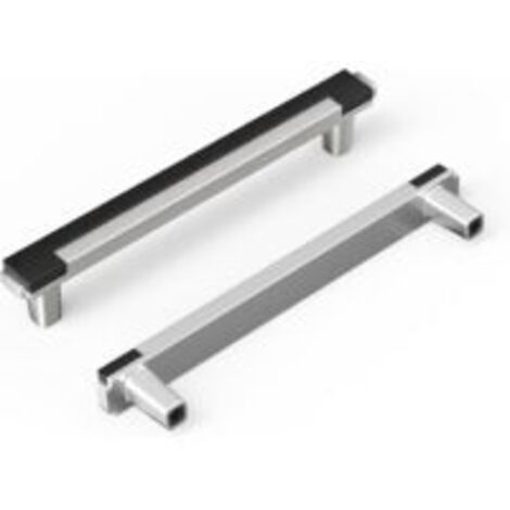 Ede Poignées de tiroir de cuisine carrées noires et argentées en alliage de zinc, entraxe de 128 mm (1/5)