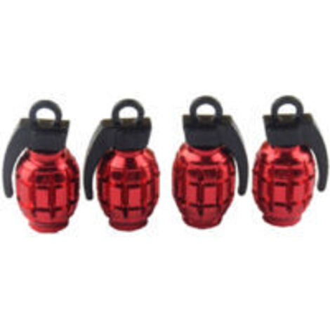 Ede Bouchons de valve de pneu rouge marine et bleu pour camions et motos, lot de 4. (1/2)