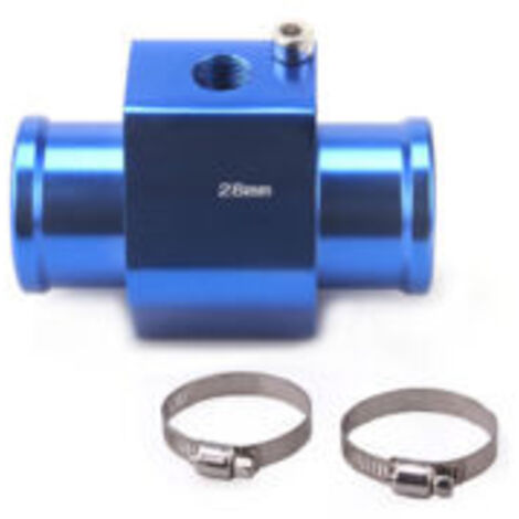 Ede Adaptateur universel pour capteur de température d'eau de tuyau de 28 mm, connecteur métallique universel pour tuyau automobile pour la mesure de la température de l'eau, bleu. (1/5)