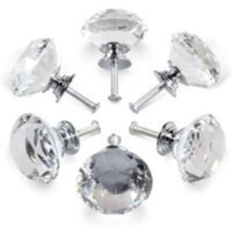 Ede Poignées Sollbry 6 Crystal, poignées de tiroirs de meubles avec cristaux diamant de 30 mm, poignées pour portes de cuisine vitrées, armoires de rangement et commodes pour cuisines et meubles de ma (1/5)